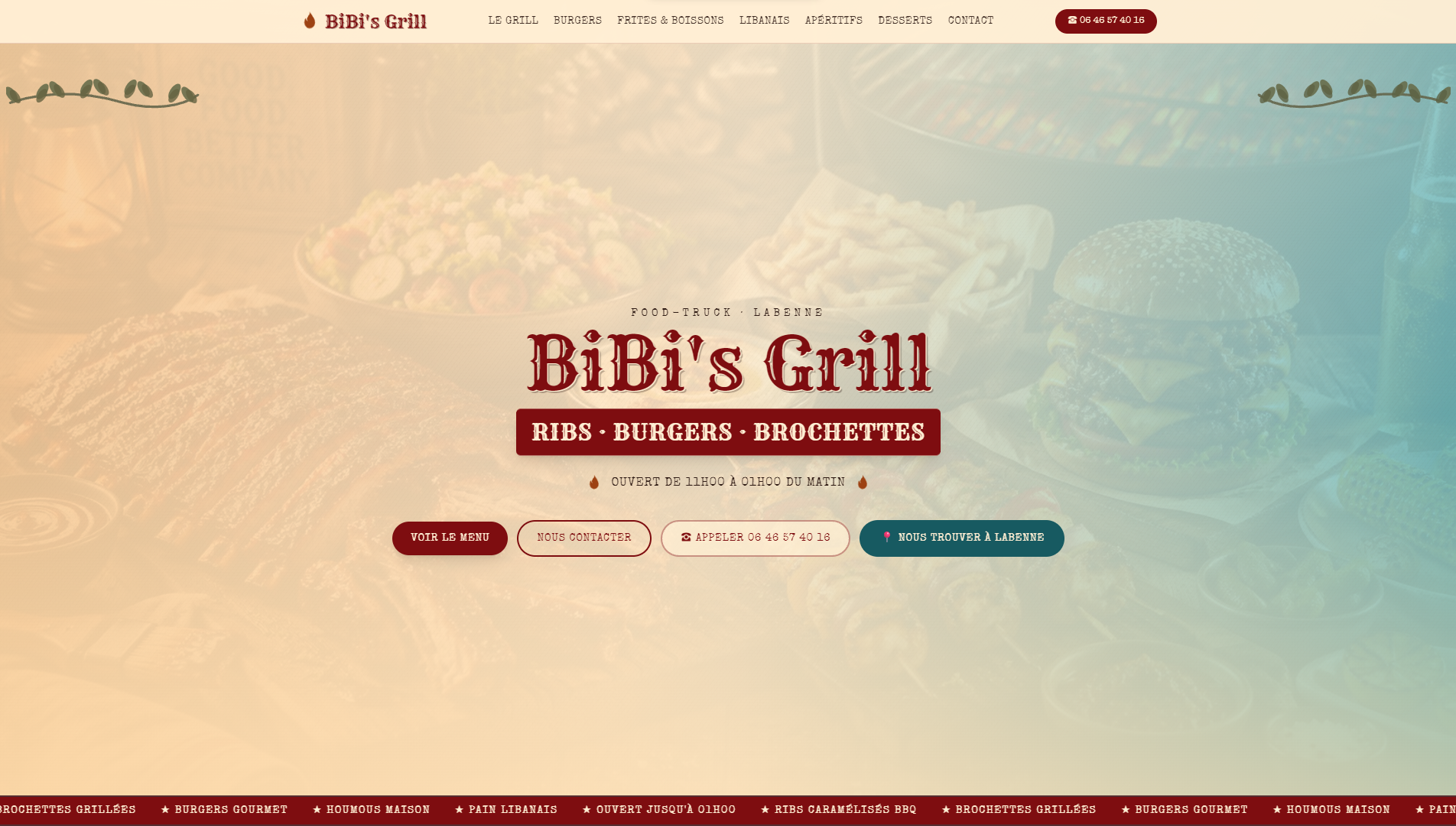 Capture du site Bibi's Grill