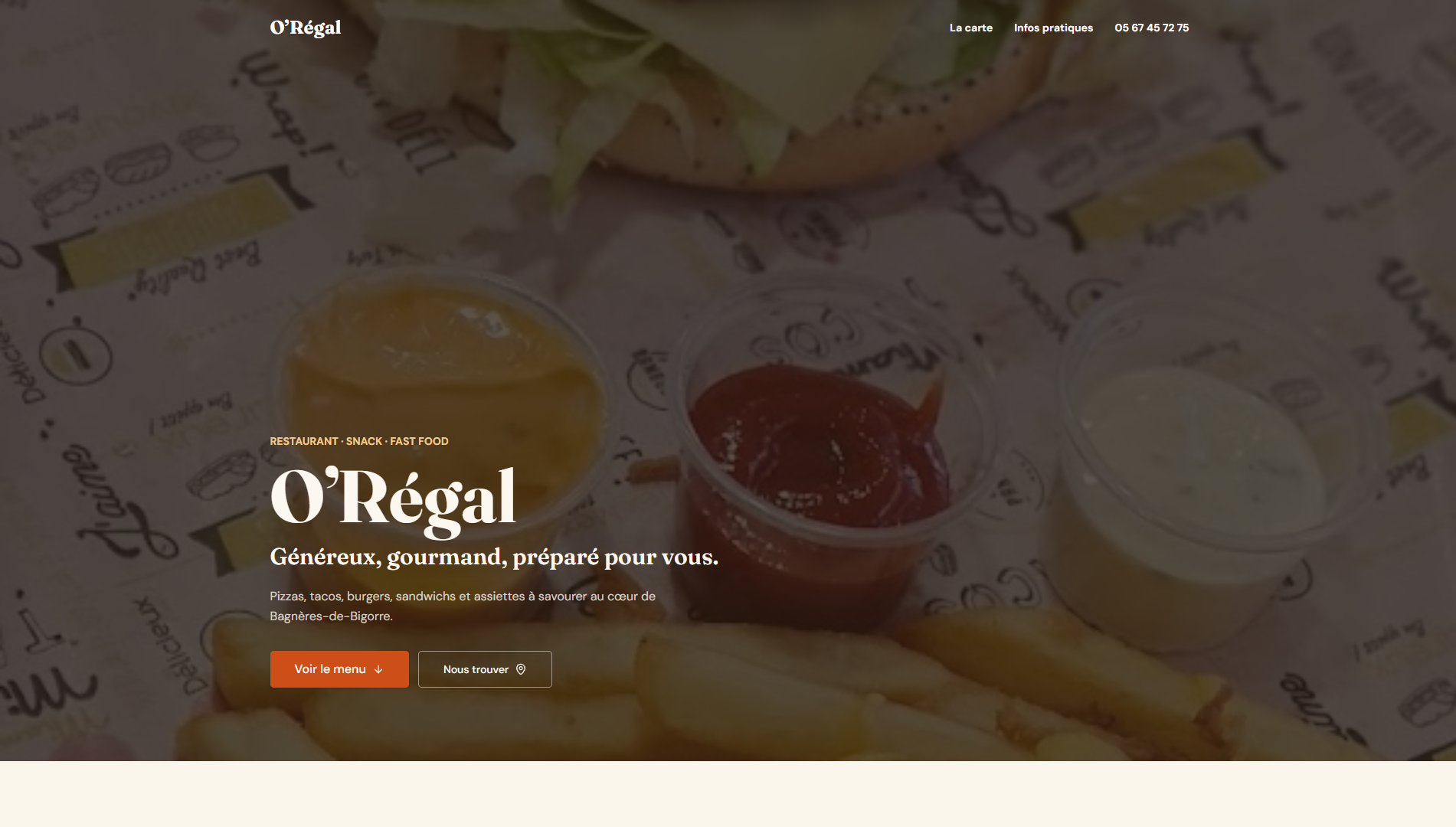 Capture du site O'Regal Food